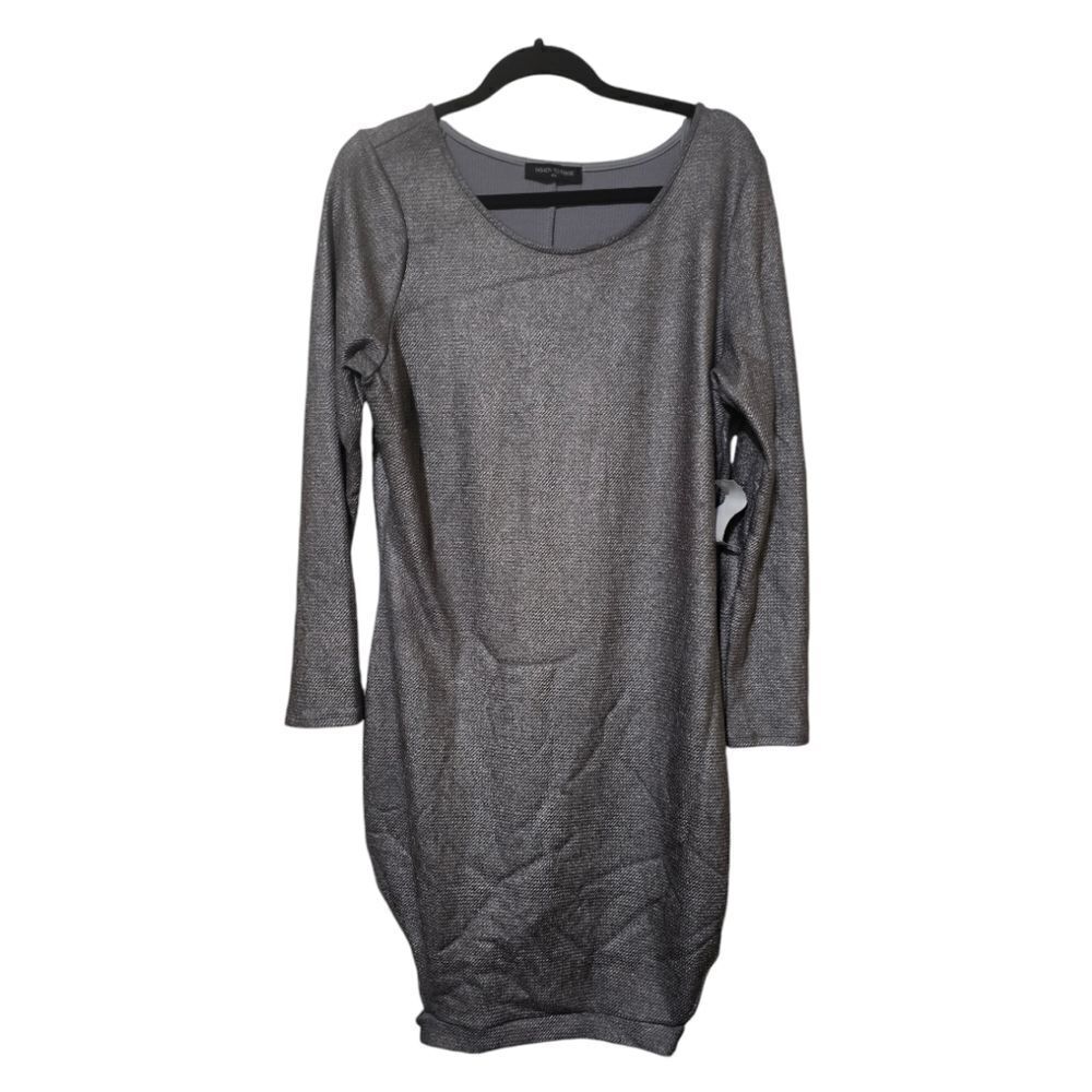 FASHION TO FIGURE Metallic Pewter Plus Size Fitted Cutout Hem Dress‎ - Size 2X